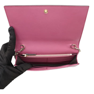 Gucci GG Embossed Leather Wallet On Chain In Purple
