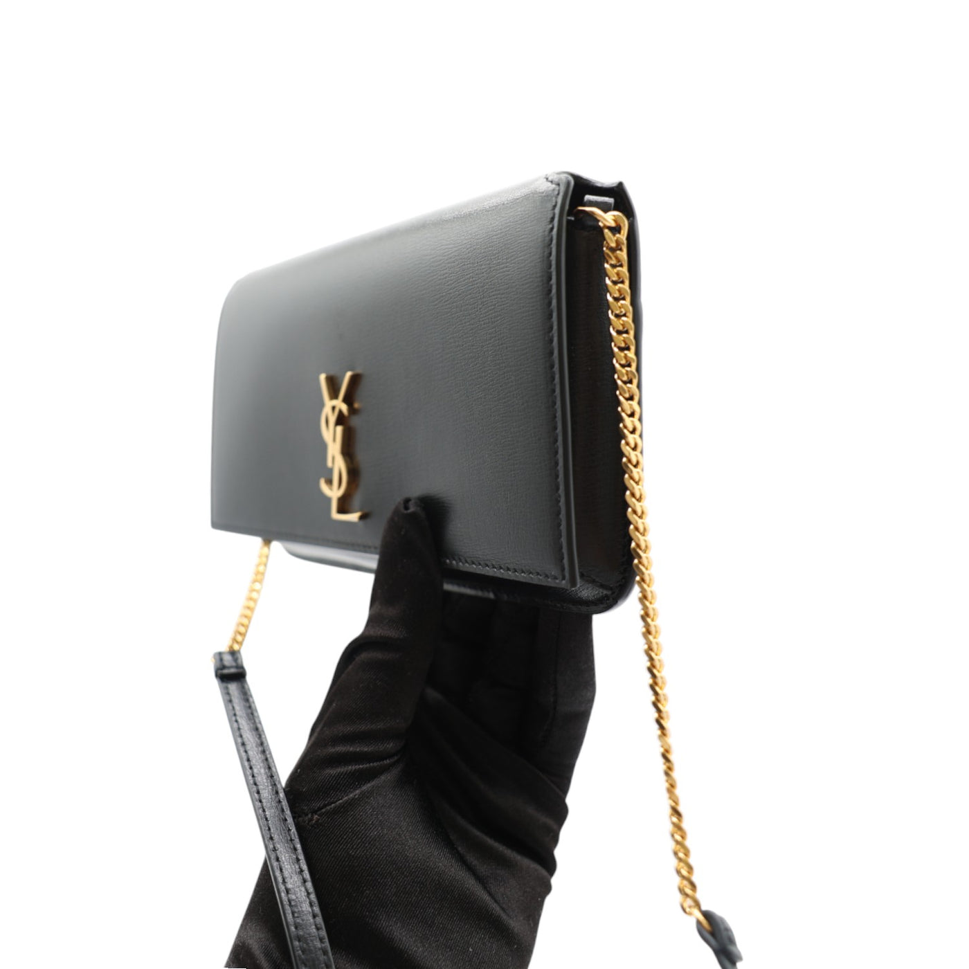 YSL Saint Laurent Cassandre Phone Holder In Black