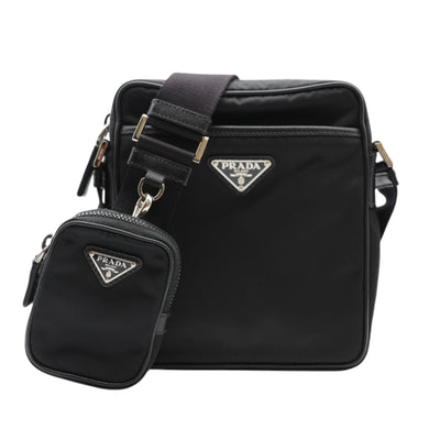 Prada Re-Nylon and Saffiano Crossbody Bag In Black