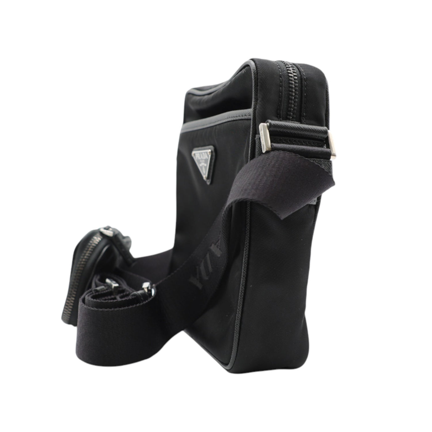 Prada Re-Nylon and Saffiano Crossbody Bag In Black