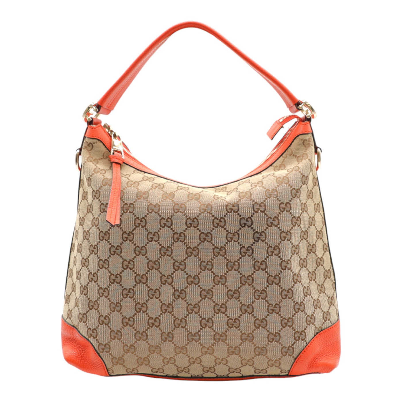 Gucci GG Canvas Miss GG Hobo Bag With Orange Leather