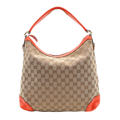 Gucci GG Canvas Miss GG Hobo Bag With Orange Leather