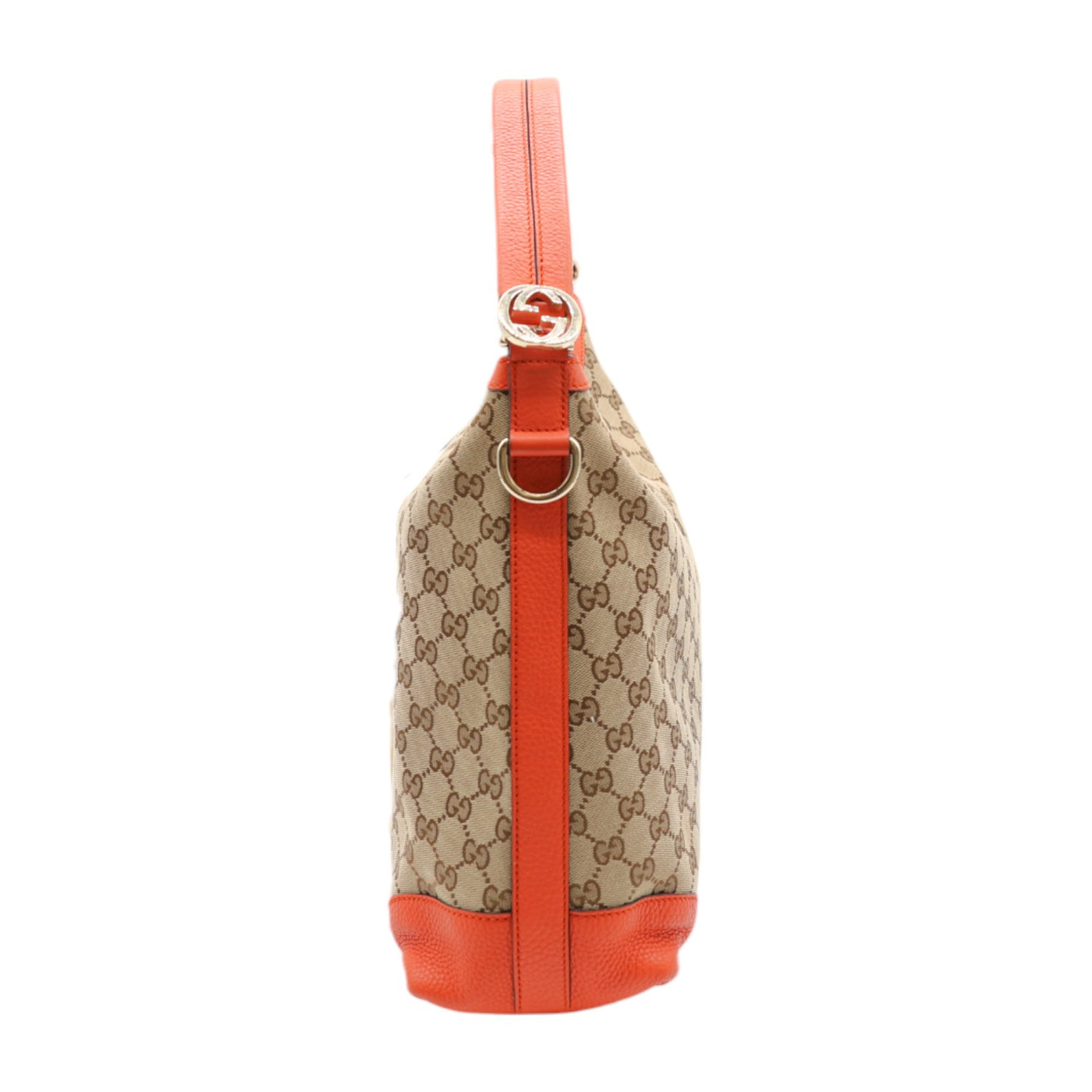 Gucci GG Canvas Miss GG Hobo Bag With Orange Leather