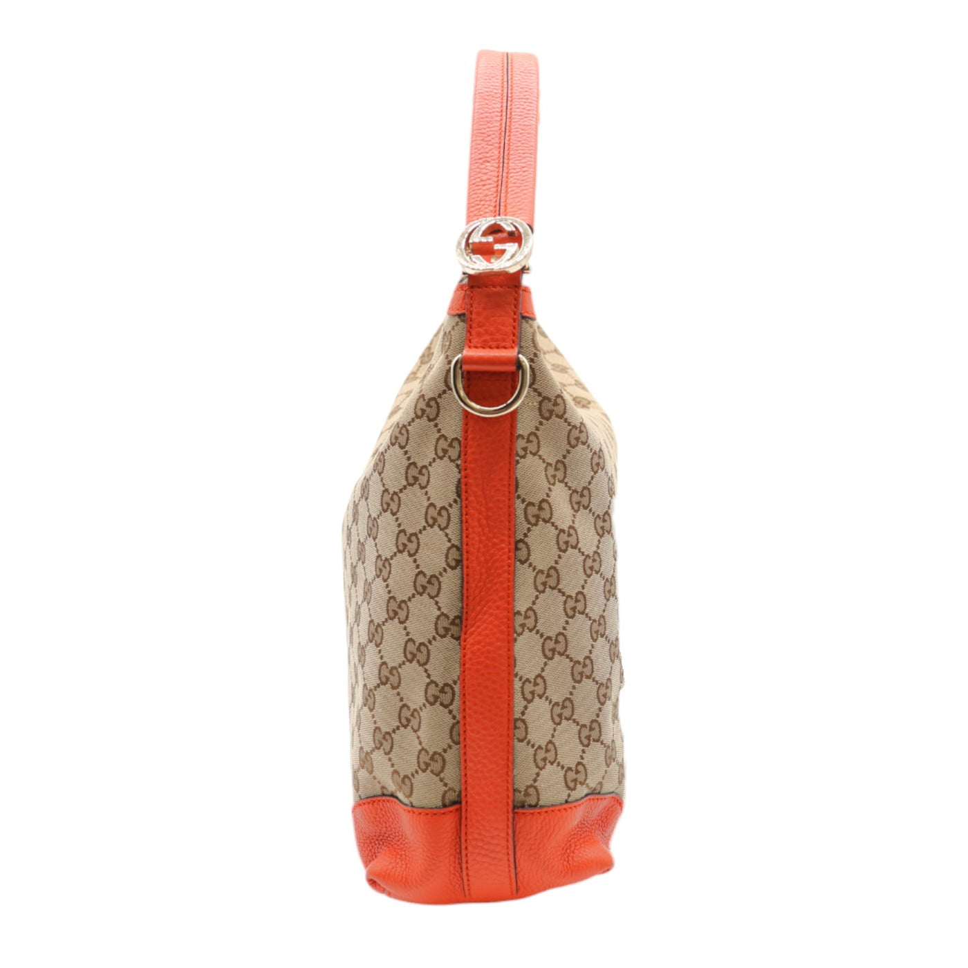 Gucci GG Canvas Miss GG Hobo Bag With Orange Leather