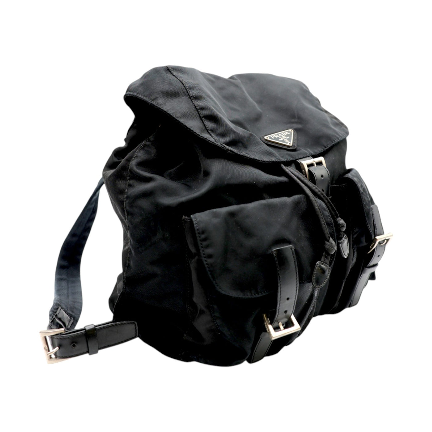 Prada Re-Nylon and Saffiano Small Backpack In Black