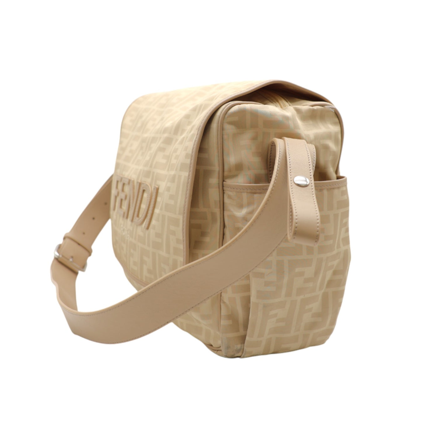 Fendi FF-Pattern Print Nylon Baby Changing Bag In Beige