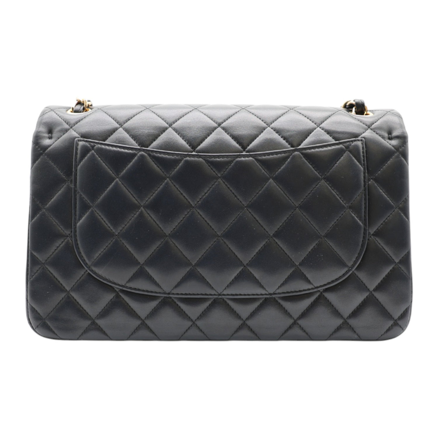 CHANEL Double Flap Lambskin Leather Jumbo Shoulder Bag In Black