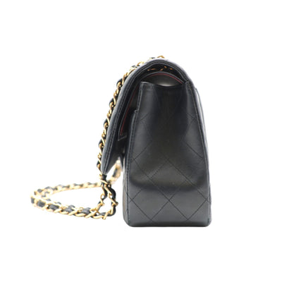 CHANEL Double Flap Lambskin Leather Jumbo Shoulder Bag In Black