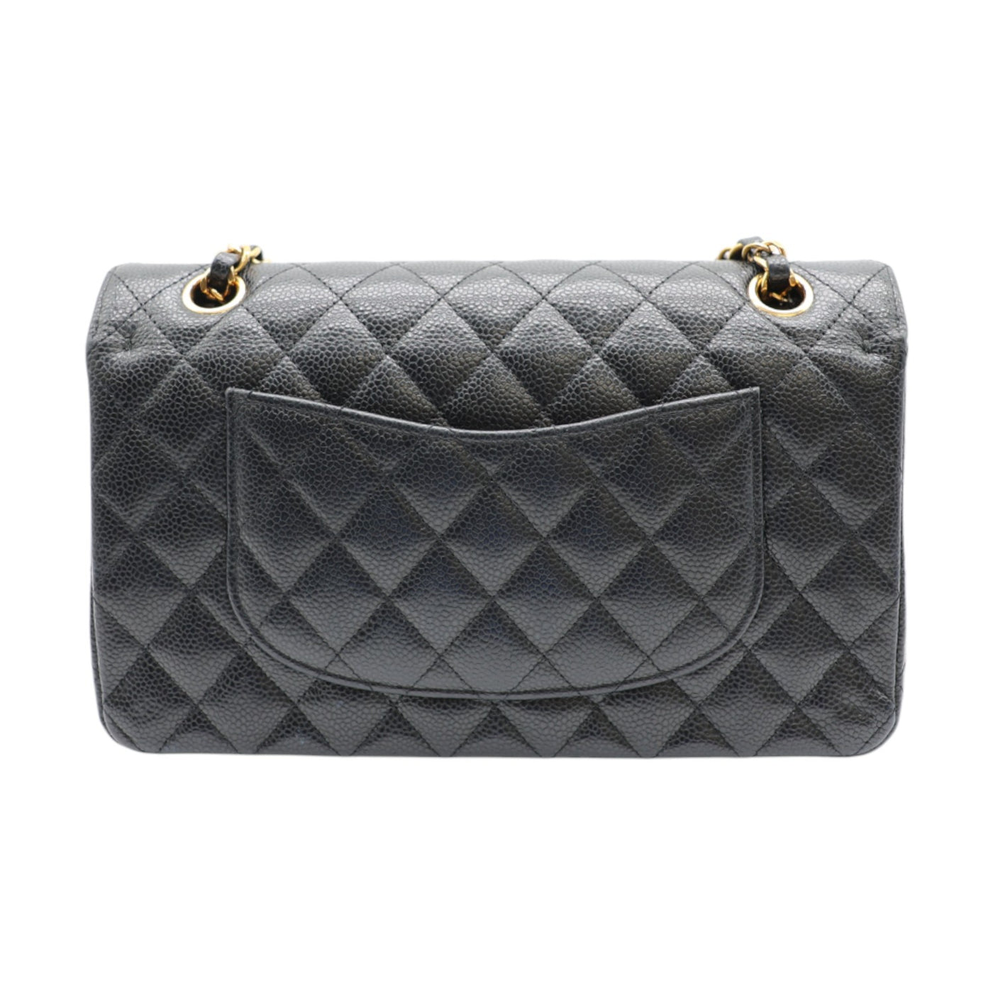 CHANEL Double Flap Medium Caviar Leather Bag In Black