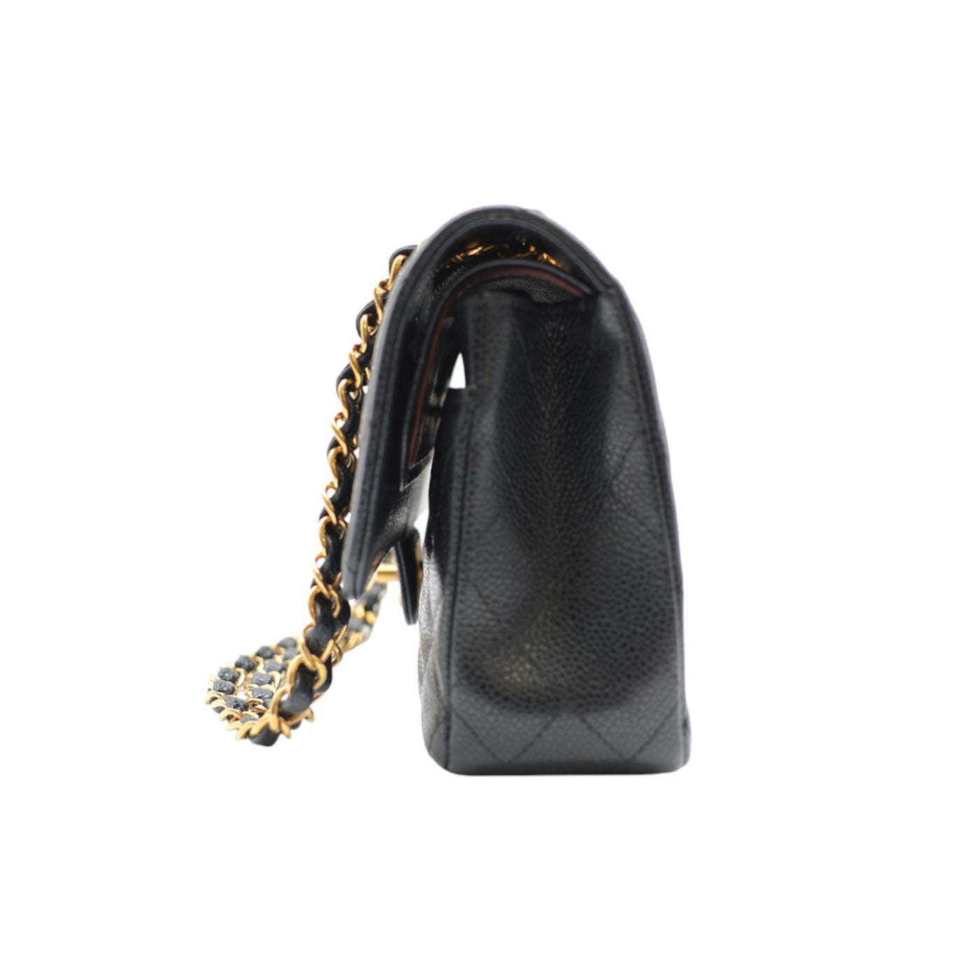 CHANEL Double Flap Medium Caviar Leather Bag In Black