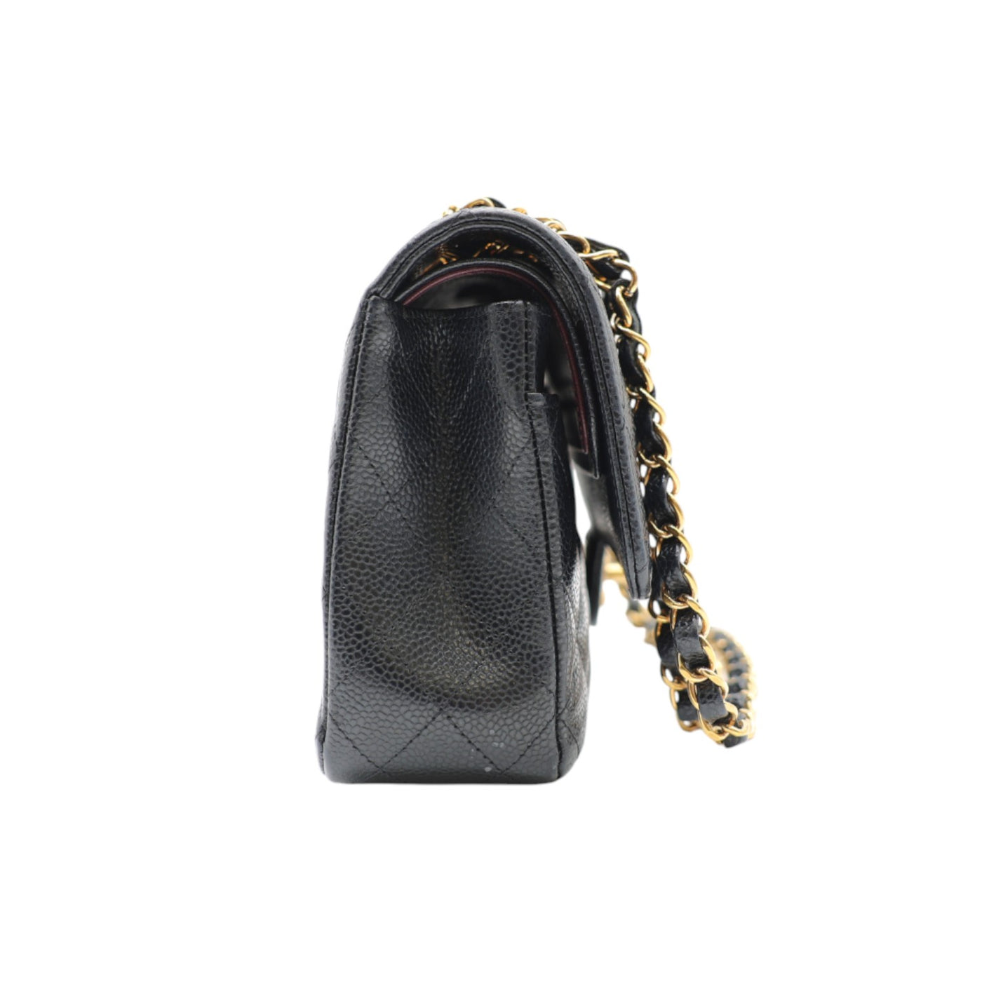 CHANEL Double Flap Medium Caviar Leather Bag In Black