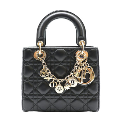 Christian Dior Lady Dior My ABCDior Small Lambskin Leather Handbag In Black