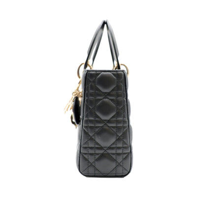 Christian Dior Lady Dior My ABCDior Small Lambskin Leather Handbag In Black