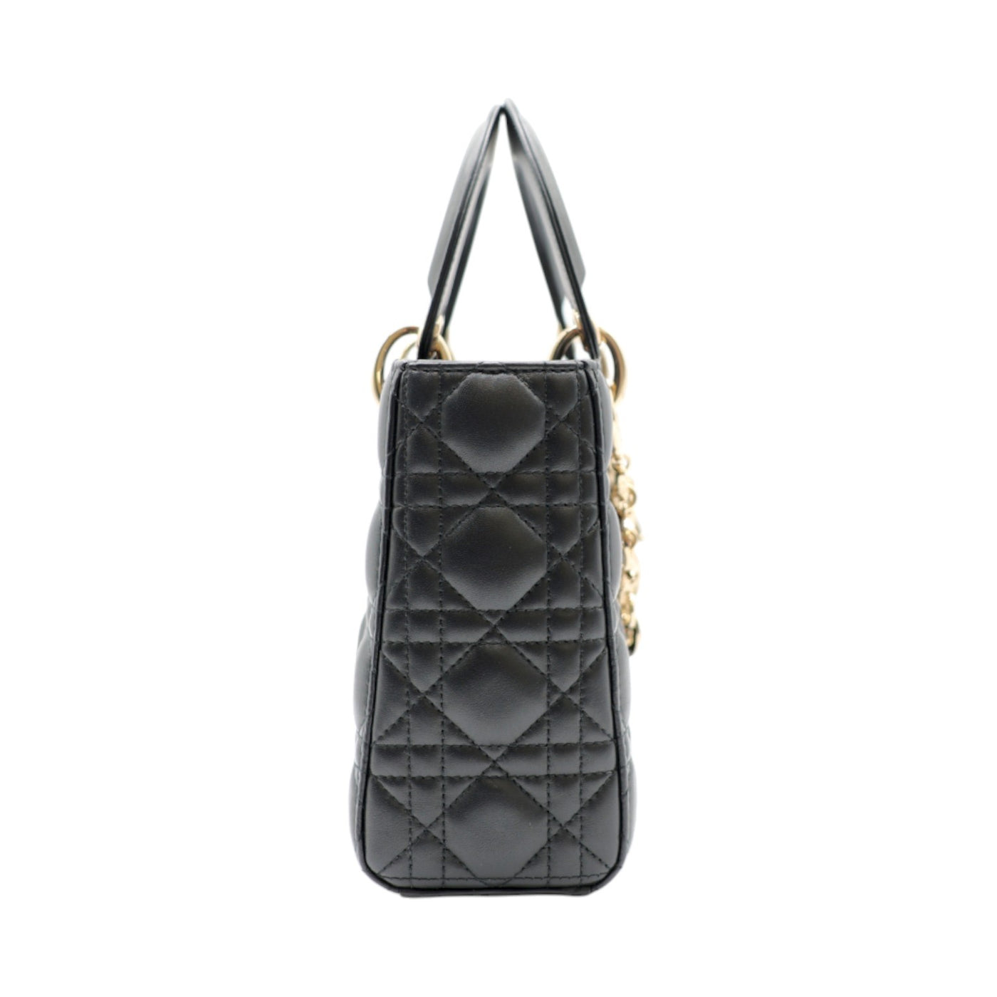 Christian Dior Lady Dior My ABCDior Small Lambskin Leather Handbag In Black