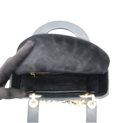 Christian Dior Lady Dior My ABCDior Small Lambskin Leather Handbag In Black