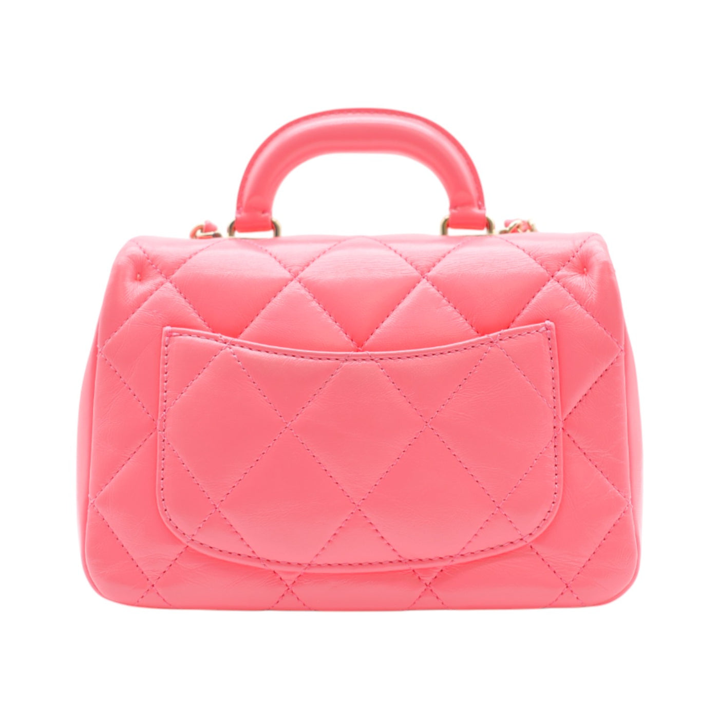 CHANEL Mini Top Handle Bag Lambskin Leather In Pink