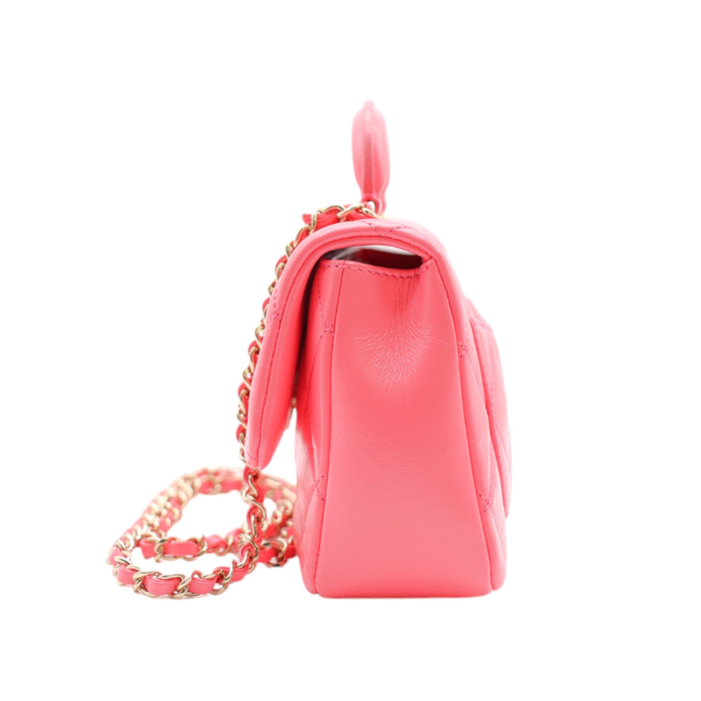 CHANEL Mini Top Handle Bag Lambskin Leather In Pink
