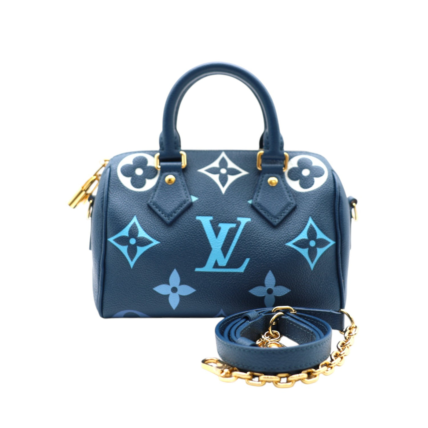 Louis Vuitton Speedy Bandoulière 20 Empreinte Leather Handbag In Blue