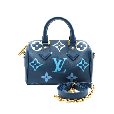 Louis Vuitton Speedy Bandoulière 20 Empreinte Leather Handbag In Blue