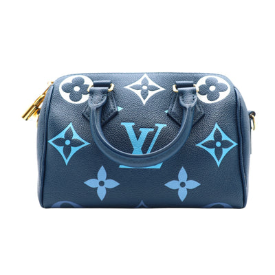 Louis Vuitton Speedy Bandoulière 20 Empreinte Leather Handbag In Blue