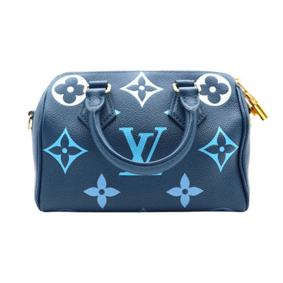Louis Vuitton Speedy Bandoulière 20 Empreinte Leather Handbag In Blue