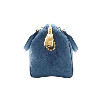 Louis Vuitton Speedy Bandoulière 20 Empreinte Leather Handbag In Blue