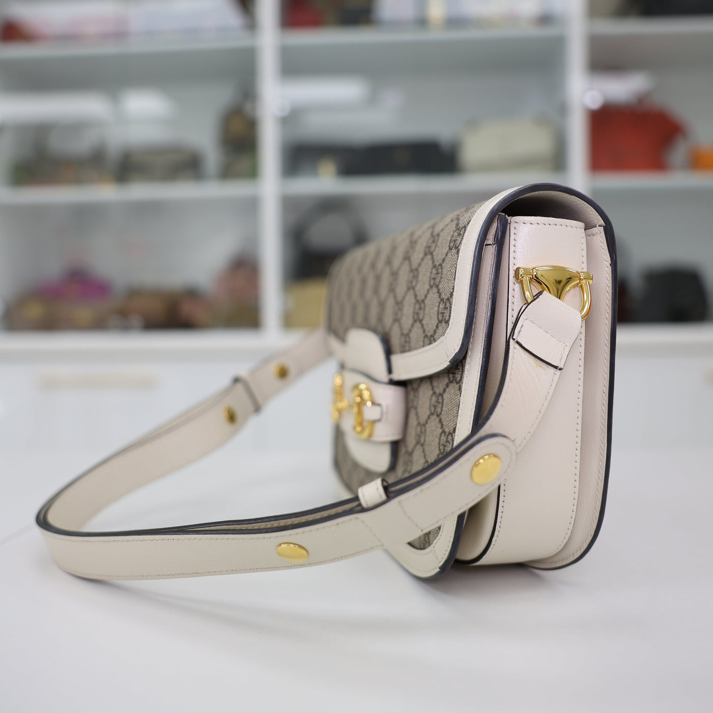 Gucci Horsebit 1955 GG Supreme Monogram Canvas Shoulder Bag