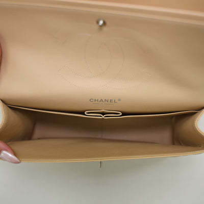 CHANEL Double Flap Jumbo Lambskin Leather Bag In Beige