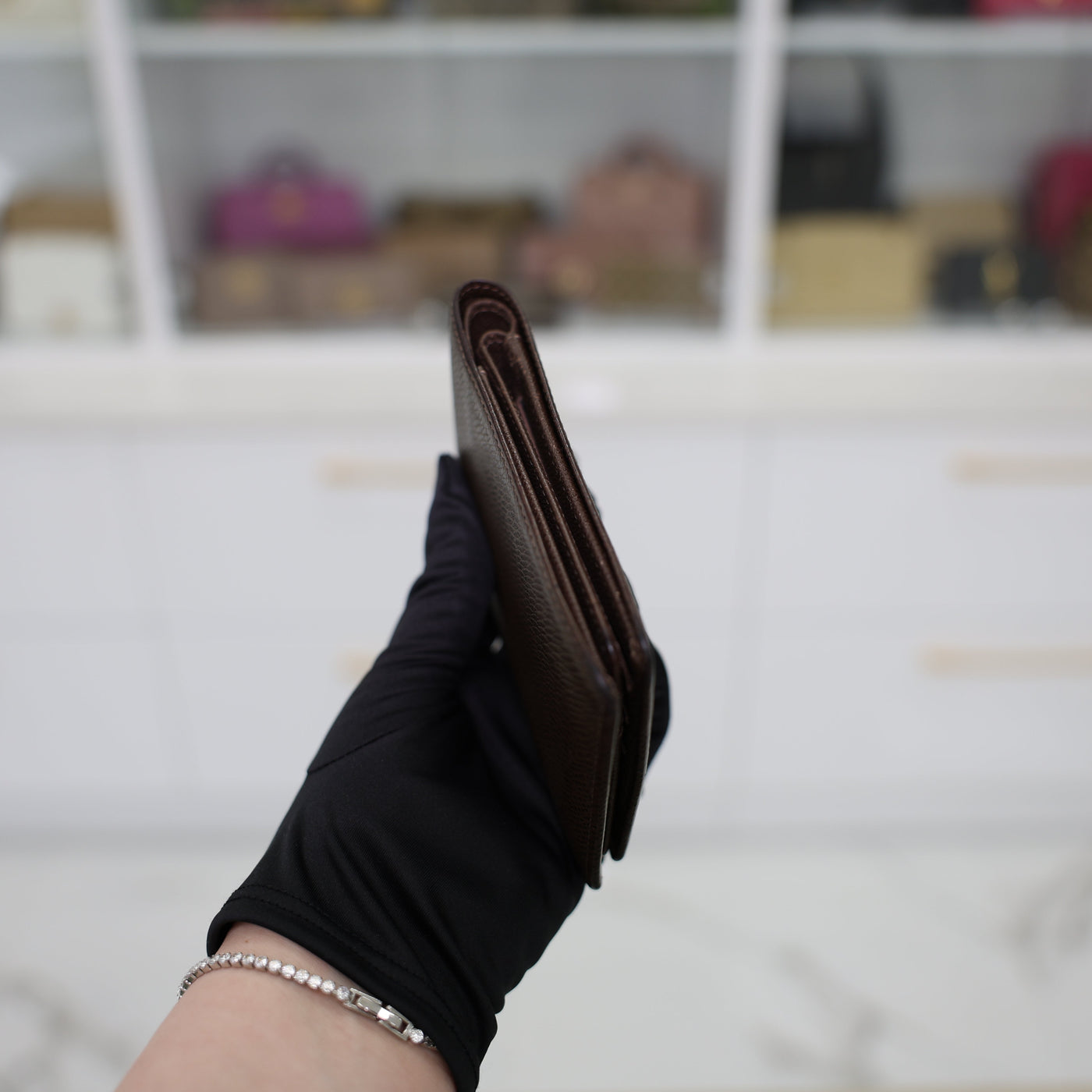 Louis Vuitton Multiple Wallet Taiga Leather In Dark Brown