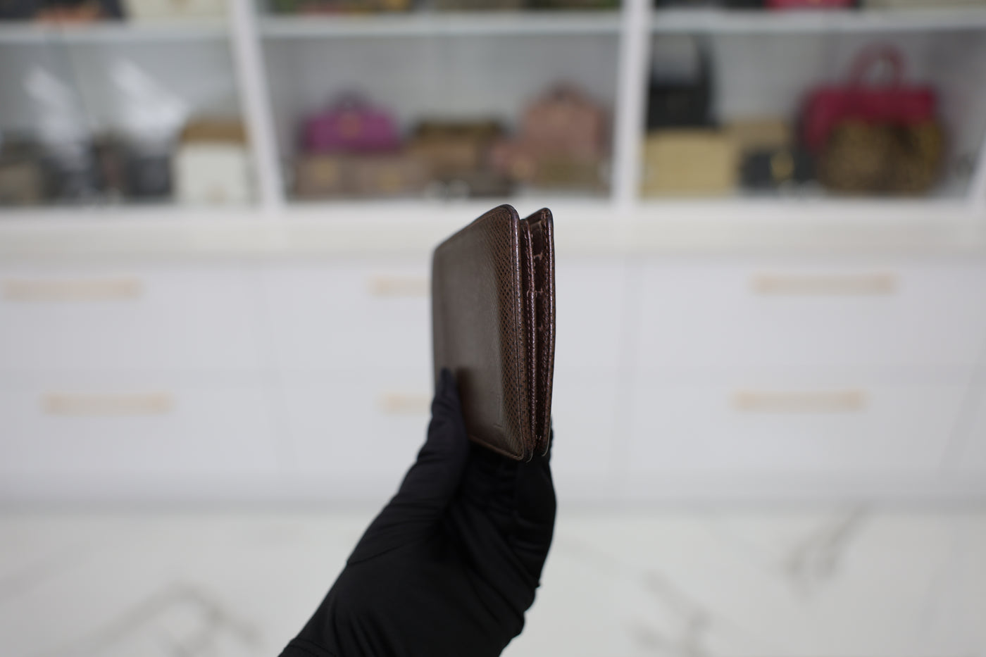 Louis Vuitton Multiple Wallet Taiga Leather In Dark Brown
