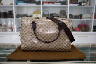 Gucci GG Crystal Canvas Duffle Bag With Crossbody Strap