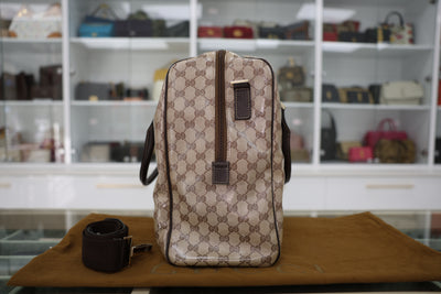Gucci GG Crystal Canvas Duffle Bag With Crossbody Strap