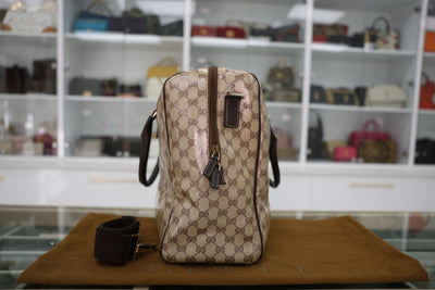 Gucci GG Crystal Canvas Duffle Bag With Crossbody Strap