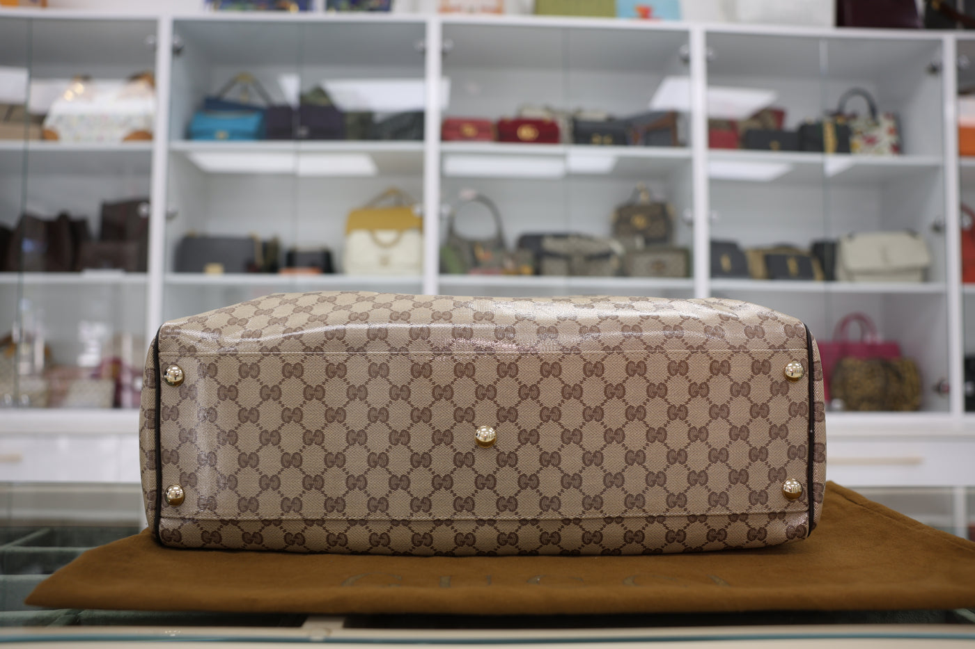 Gucci GG Crystal Canvas Duffle Bag With Crossbody Strap