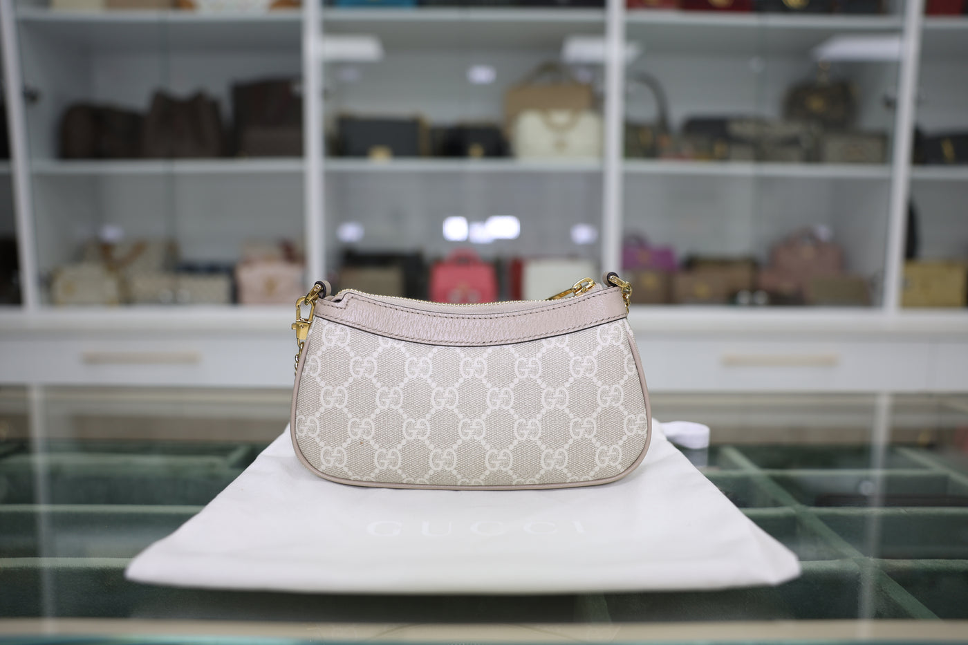 Gucci Ophidia Mini Beige and White GG Supreme Canvas Bag