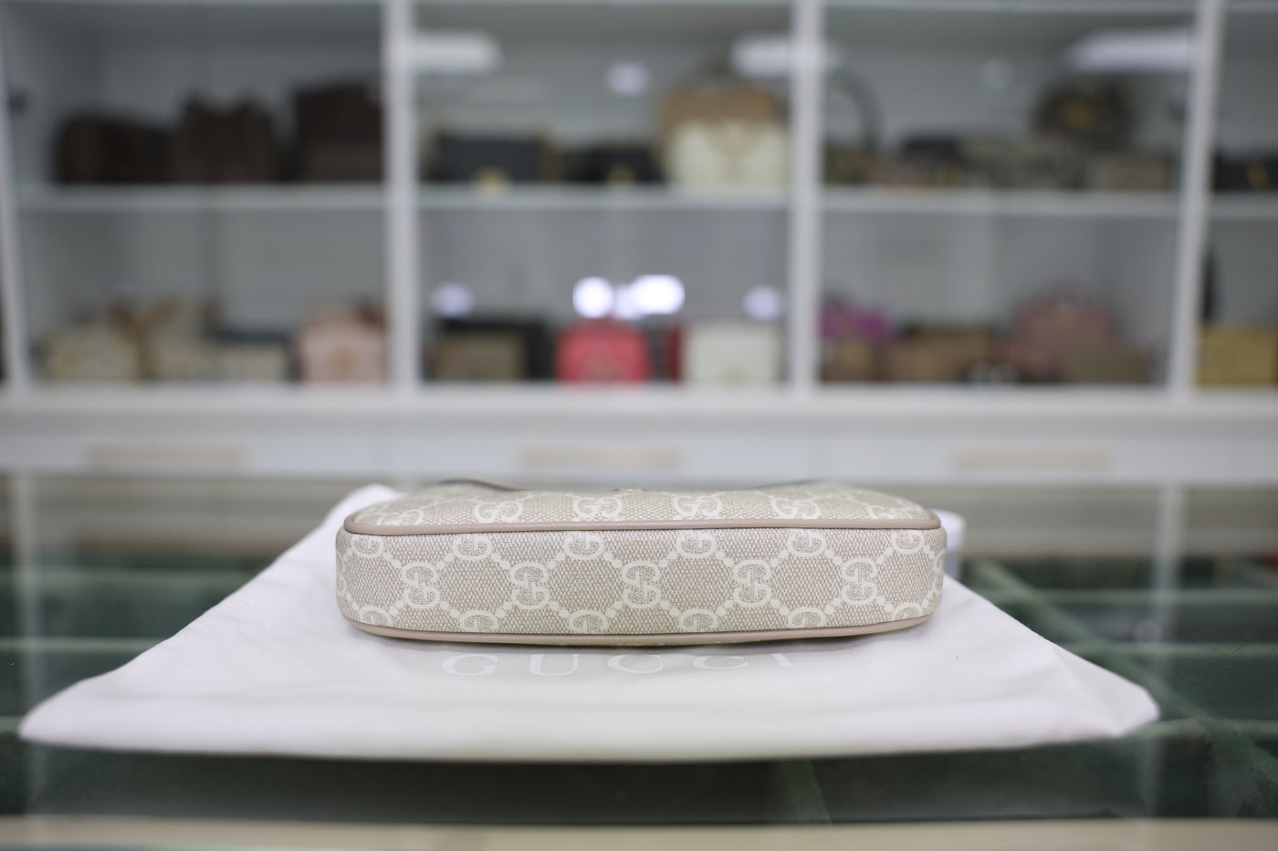 Gucci Ophidia Mini Beige and White GG Supreme Canvas Bag