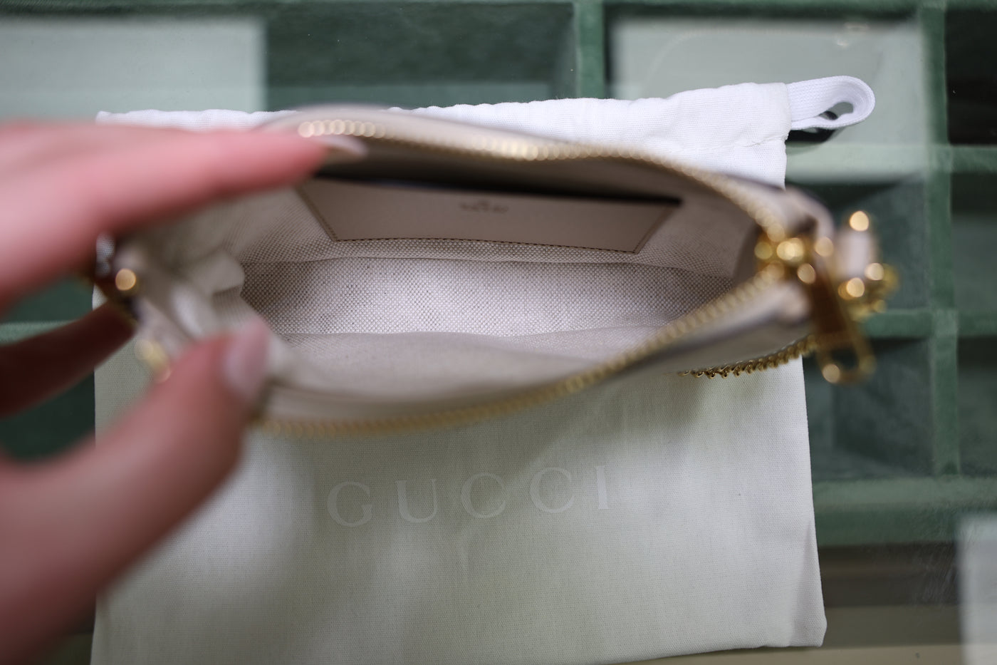 Gucci Ophidia Mini Beige and White GG Supreme Canvas Bag