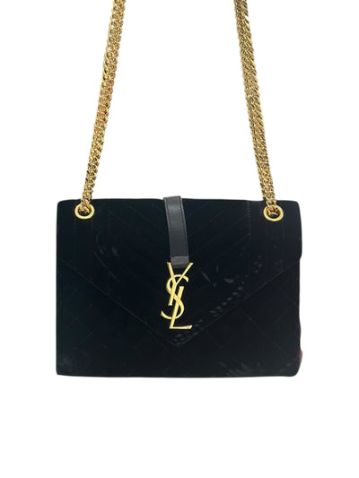 YSL Envelope Handbag in Black Velvet