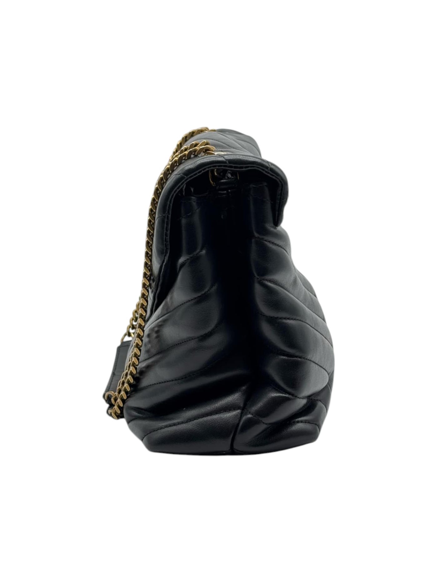 Saint Laurent YSL Loulou Leather Shoulder Bag in Black