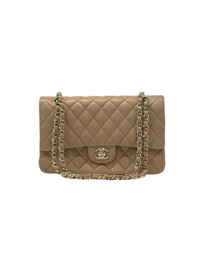 CHANEL Medium Double Flap Caviar Leather In Beige