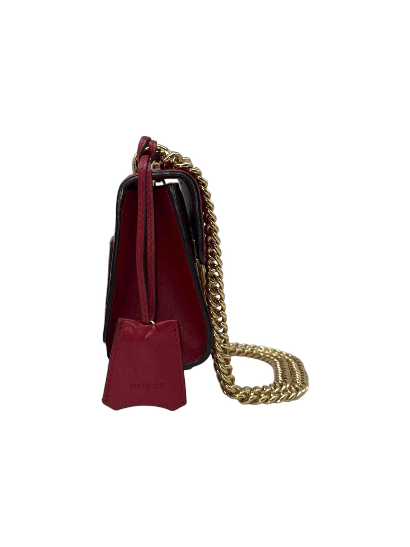 GUCCI 449242 Red Embossed Leather Shoulder Bag