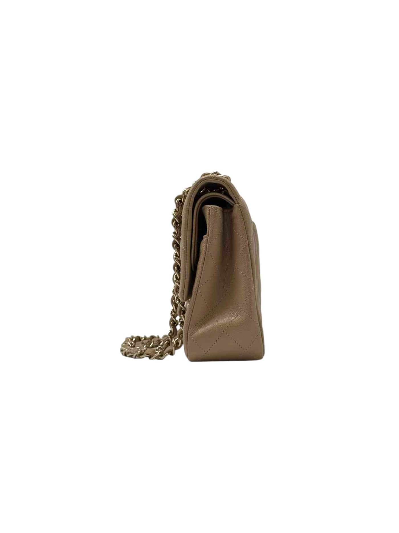 CHANEL Medium Double Flap Caviar Leather In Beige