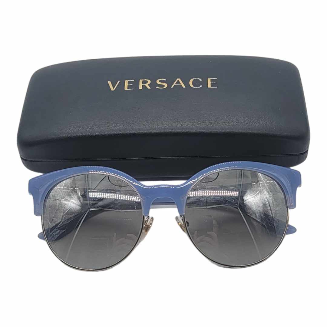 Versace Opal Azure Pale Gold Round Silver Mirror Lens