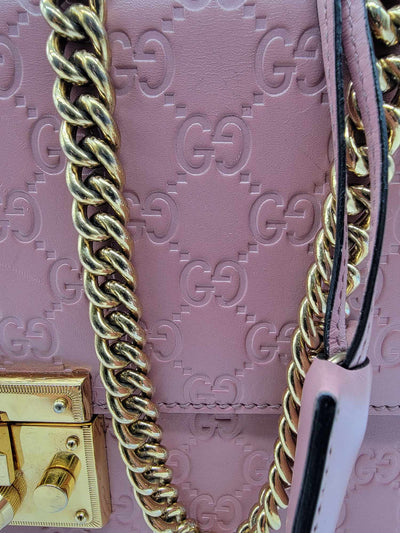 Gucci Padlock GG Monogram Medium Pink Leather Shoulder Bag