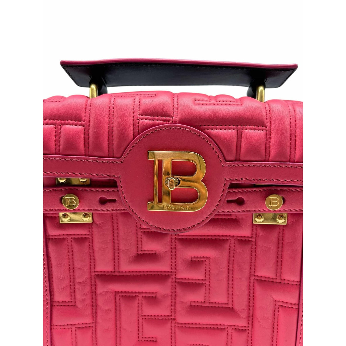 Authentic Balmain Paris B-Buz 23 leather fuchsia Handbag