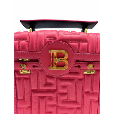 Authentic Balmain Paris B-Buz 23 leather fuchsia Handbag