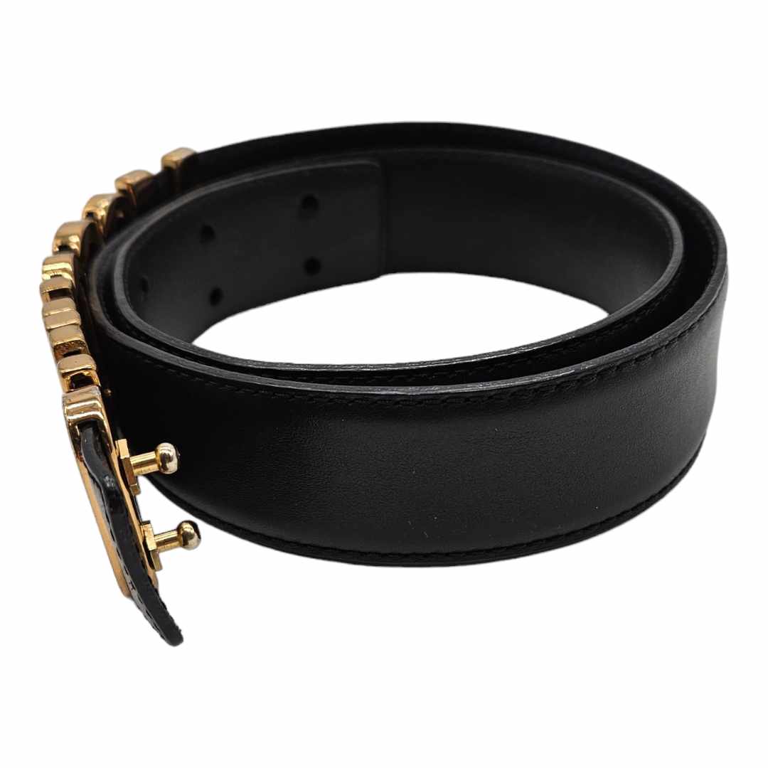 Moschino logo-buckle leather belt
