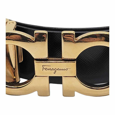 Salvatore Ferragamo Black/Brown Leather Gancini Belt