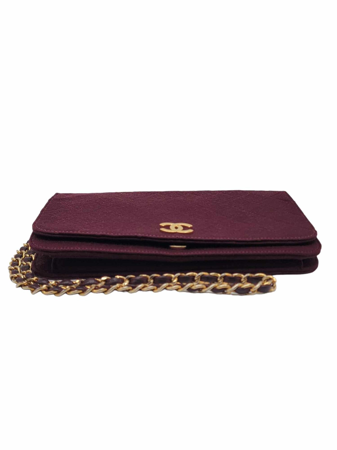 CHANEL Burgundy Quilted Jersey Clutch Bag