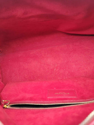 Saint Laurent Large Duffle Red Leather Crossbody Satchel Bag